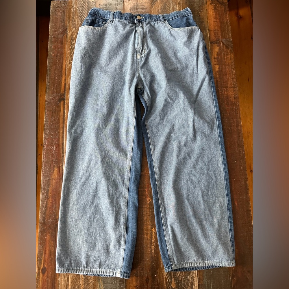 SHEIN Curve Women’s 2XL Two Tone Wide Leg Baggy Skater Jeans | SKU‎ 0462